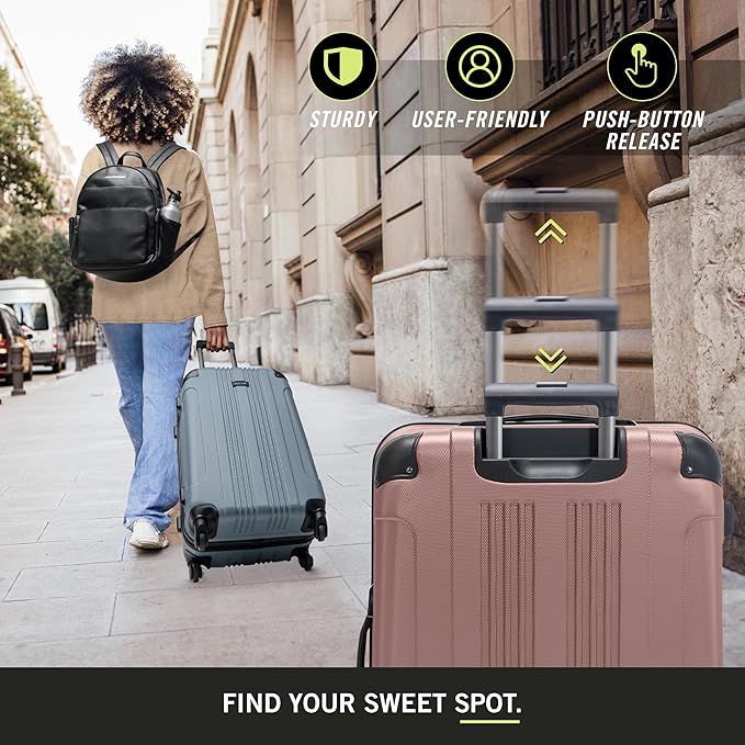 Kenneth Cole REACTION Out of Bounds Lightweight Hardshell 4-Wheel Spinner Luggage, Rose Gold, 2-Piece Set (20" & 28")
