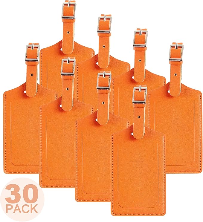 8 Pack Leather Luggage Travel Bag Tags by Travelambo