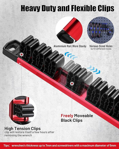 WORKPRO 8-Piece Magnetic Socket Organizer and Magnetic Screwdriver Organizer Set, 6-Piece 1/4", 3/8" & 1/2" Drive Metric & SAE Socket Rail, 2-Piece Screwdriver and Wrench Holder(Sockets not Included)