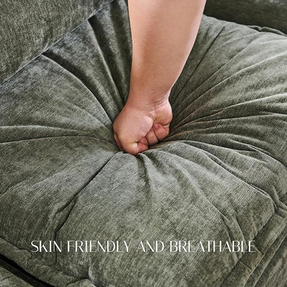 88.98" Sectional Couches for Living Room, Cloud Couch Sectional with Large Storage, L-Shape Modular Sectional Sofa with Ottoman, 4 Seater Chenille Sofa with Pillow for Apartment, Bedroom, Green