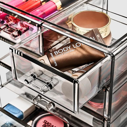 Sorbus Acrylic Makeup Organizer - Organization and Storage Case for Cosmetics Make Up & Jewelry - Big Clear Makeup Organizer for Vanity, Bathroom, College Dorm, Closet, Desk (4 Large, 2 Small Drawers)