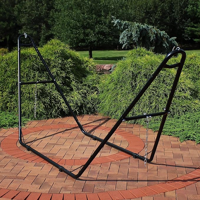 Sunnydaze Universal Double Hammock Stand Only - 550-Pound Capacity - Heavy-Duty Hammock Stand for Outside - Fits 9 to 14 Foot Hammocks - Black