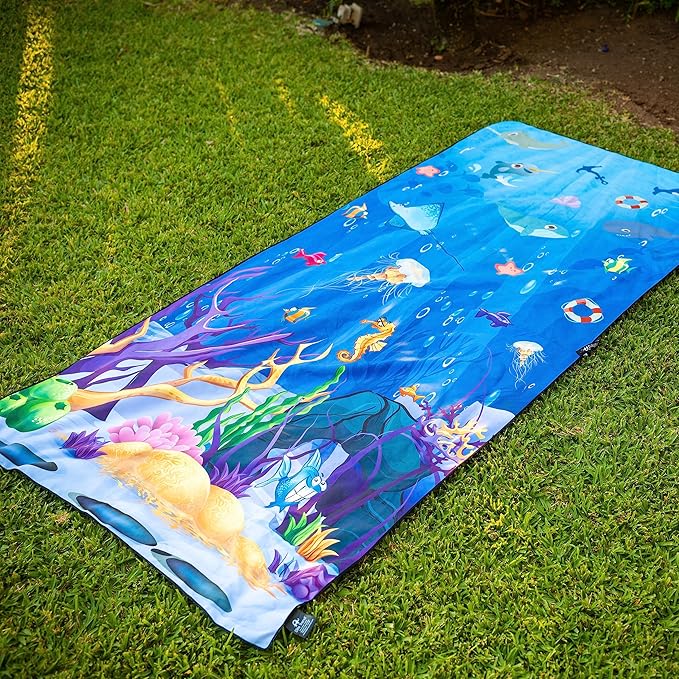 Elite Trend Quick Dry Towel Large 63x31 Inch - Microfiber Beach Towel - Perfect for Beach, Travel, Swimming, Pool, Yoga, Hiking, Camping - Lightweight, Fast Drying, Compact for Adults (Sea Animal)