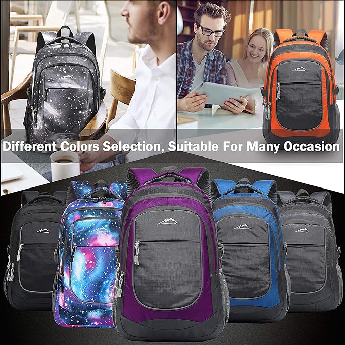 ProEtrade Backpack Bookbag for College Sturdy Travel Business Hiking Fit Laptop Up to 15.6 Inch Multi Compartment Gifts for Men Women Night Light Reflective (Blue)