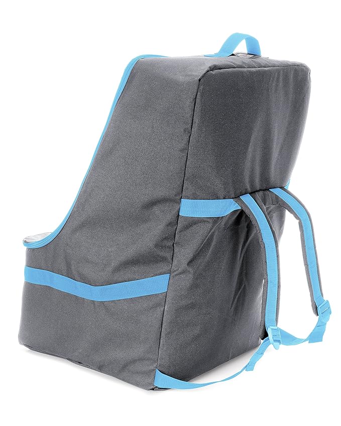 Car Seat Travel Bag — Adjustable, Padded Backpack for Car Seats — Car Seat Travel Tote (Gray with Black Trim)